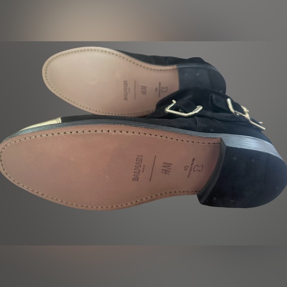 Balmain & H&M Black suede Ankle Boots Sz eur 40, US 8.5 No Box. Never Used. - Picture 2 of 7